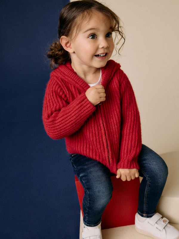 Red Hooded Cardigan (3mths-7yrs)