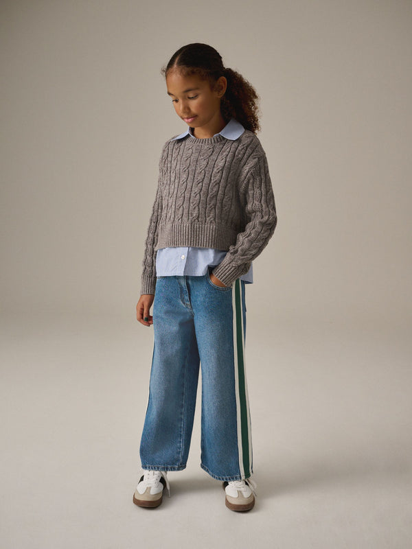 Grey Mock 100% Cotton Shirt Jumper (3-16yrs)