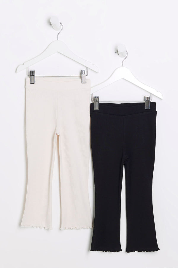 River Island White/Black Girls 100% Cotton Kickflare Trousers