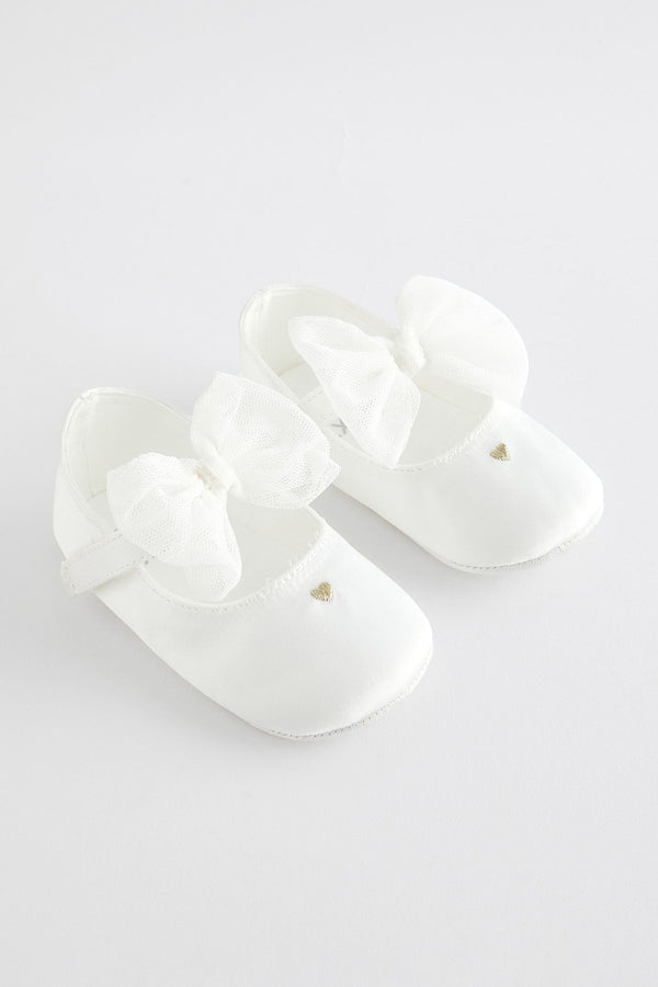 White Bow Occasion Baby Shoes (0-18mths)