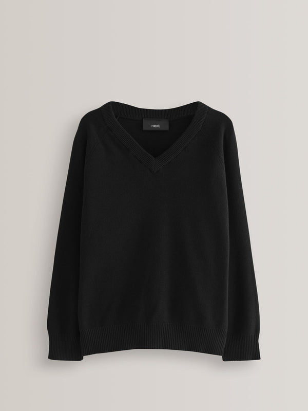 Black Knitted V-Neck School Jumper (3-16yrs)