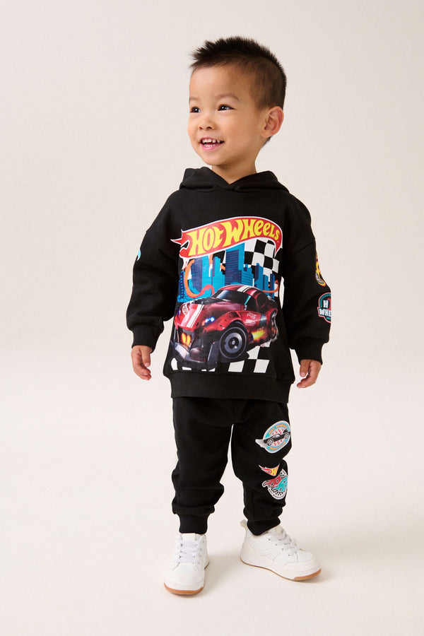 Black Hot Wheets 100% Cotton Jersey Hoodie and Joggers Set (9mths-8yrs)