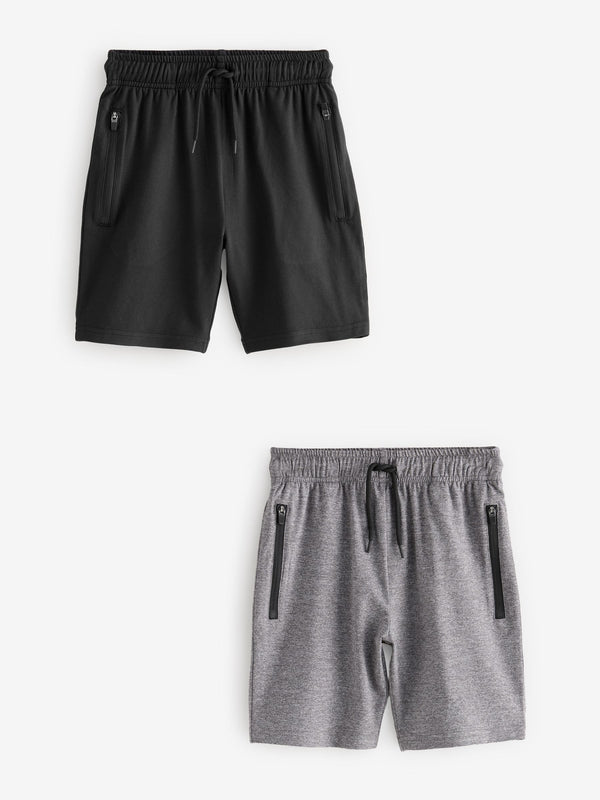 Black/Grey Light Weight Sports Shorts 2 Pack (3-17yrs)