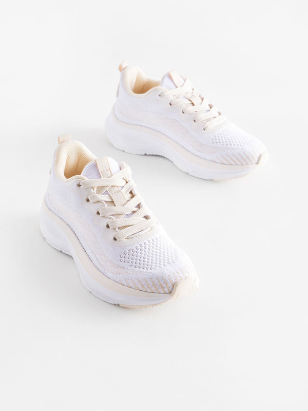 White Lace-Up Trainers