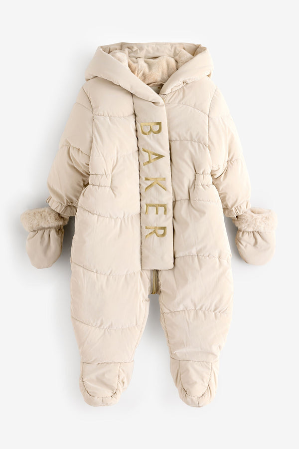 Baker by Ted Baker Cream Padded Shower Resistant Snowsuit