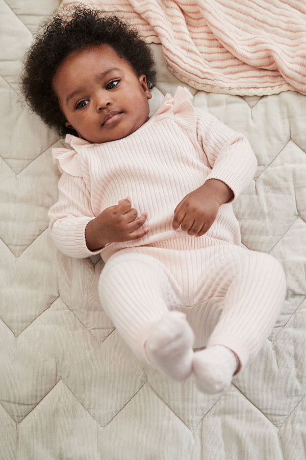 Pink Knitted Baby Jumper & Leggings Set (0mths-3yrs)