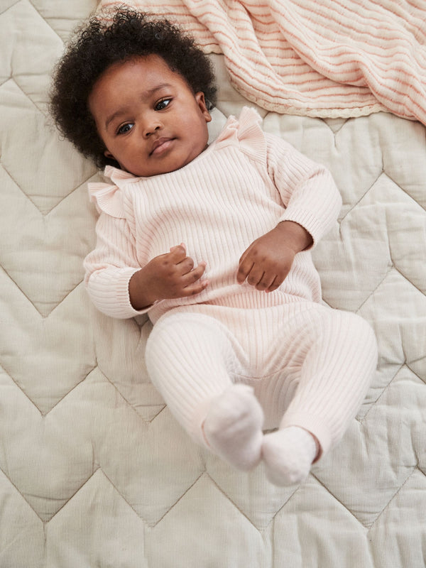 Pink Knitted Baby Jumper & Leggings Set (0mths-3yrs)