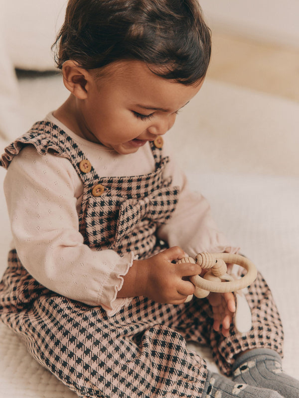 Pink Check Dungarees and Bodysuit Set (0mths-3yrs)