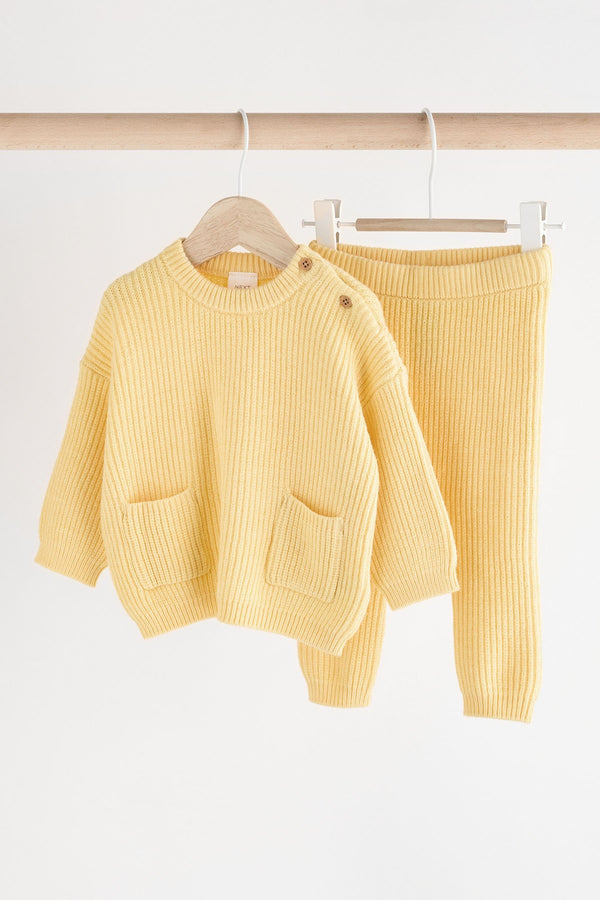 Yellow Knitted Baby Jumper & Leggings Set (0mths-2yrs)