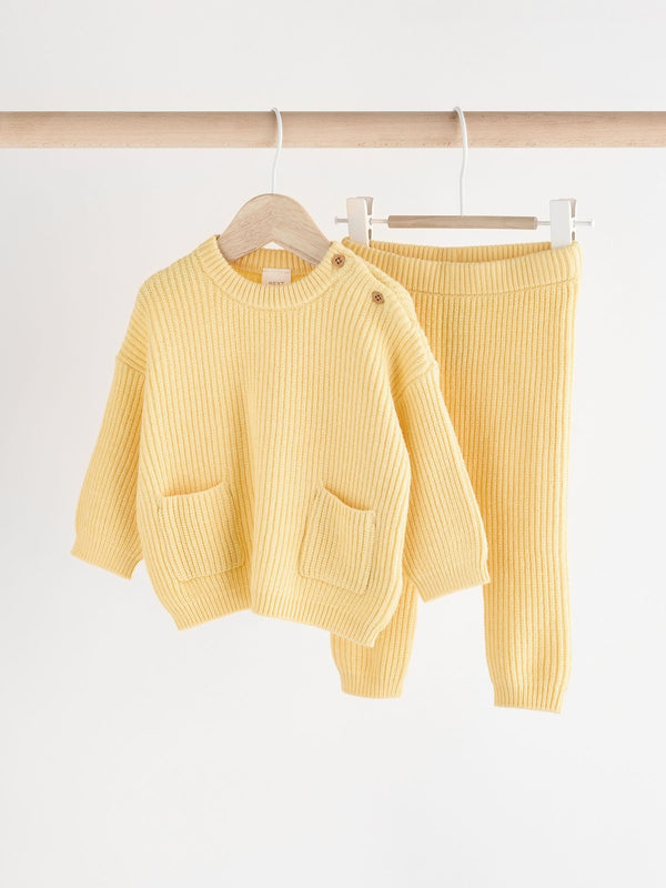 Yellow Knitted Baby Jumper & Leggings Set (0mths-2yrs)