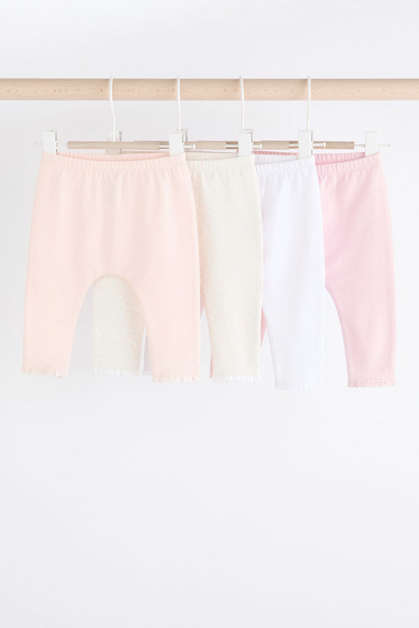 White/Pink Baby Leggings 4 Pack