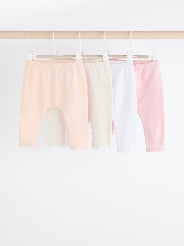 White/Pink Baby Leggings 4 Pack (0mths-2yrs)