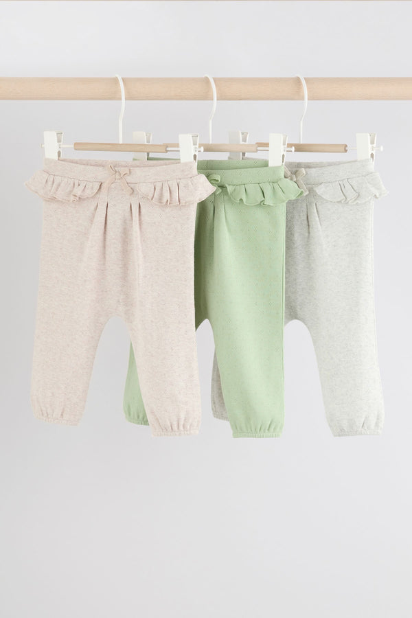 Sage Green Pointelle 3 Pack Baby Leggings