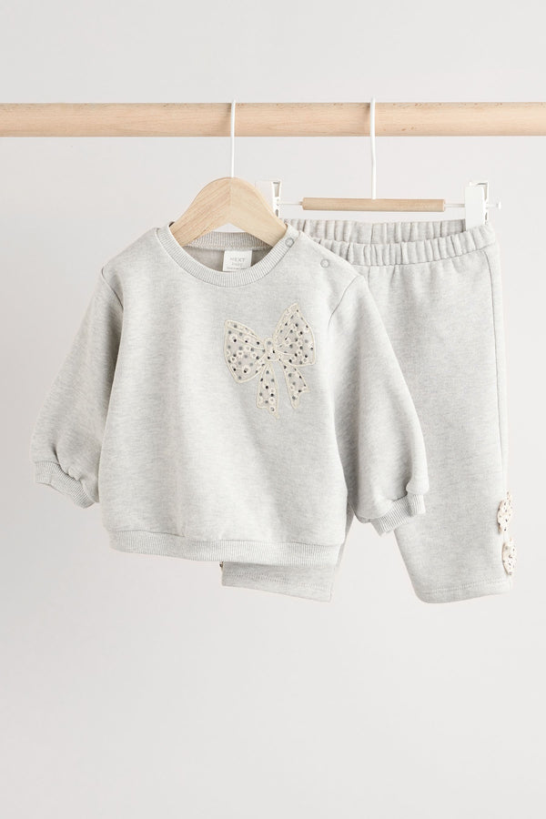 Grey/White Taping Baby Sweatshirt and Joggers Set