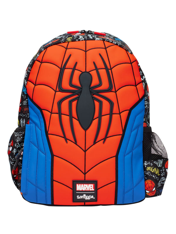 Smiggle Black Spider-Man Junior Character Hoodie Backpack