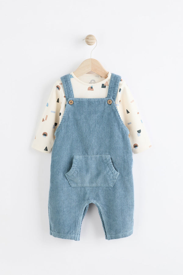 Blue Baby Cord Dungarees and Bodysuit Set (0mths-2yrs)