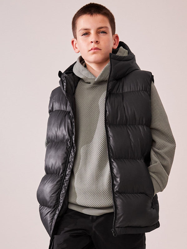 Black Hooded Padded Gilet (3-16yrs)
