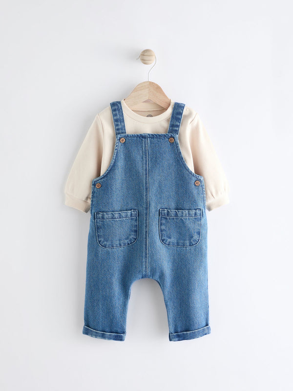 Blue Baby Denim Dungarees and Bodysuit Set (0mths-2yrs)