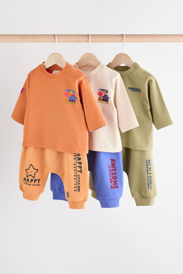 Bright Dino Baby T-Shirts and Joggers 6 Pack