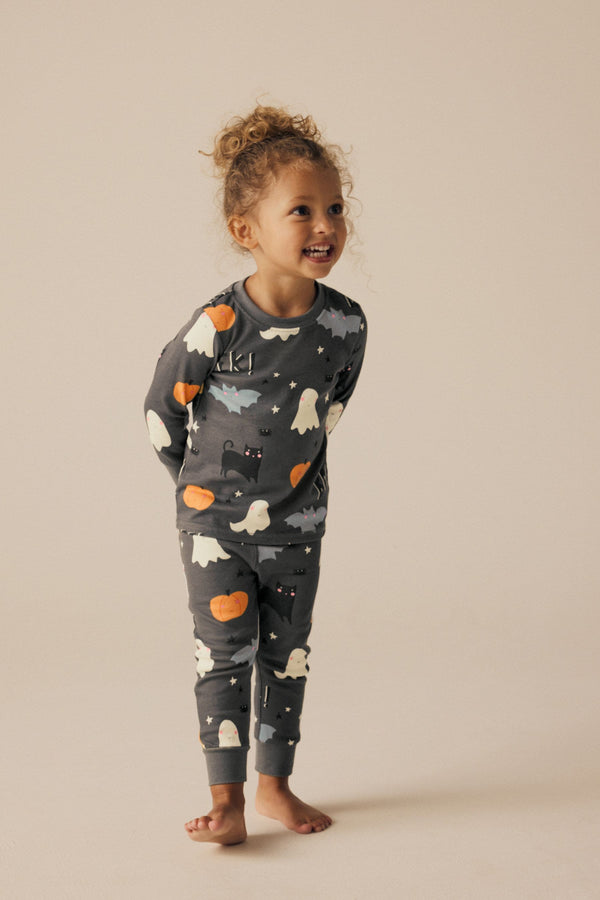 Grey Matching Family Halloween 100% Cotton Glow in the Dark Snuggle Pyjamas (9mths-12yrs)