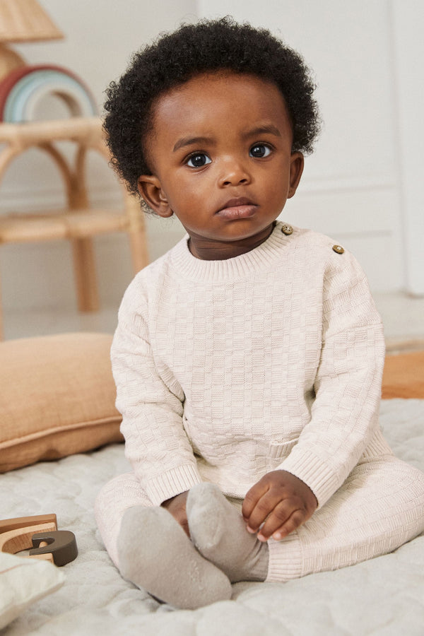 Neutral Textured Knit Top and Leggings Baby Set (0mths-3yrs)