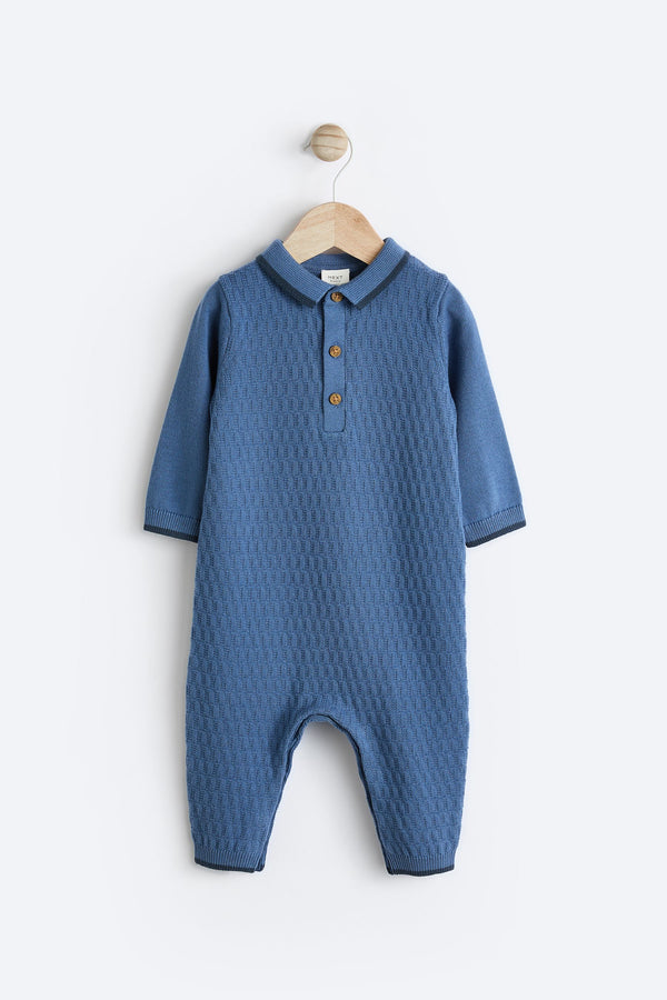 Blue Baby 100% Cotton Knitted Romper (0mths-2yrs)