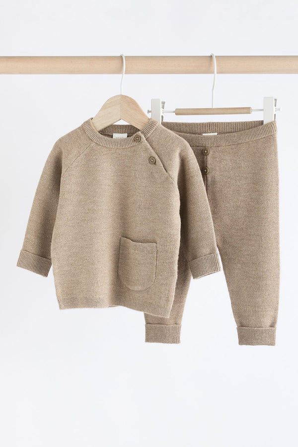 Neutral Knitted Top and Leggings Baby Set (0mths-2yrs)