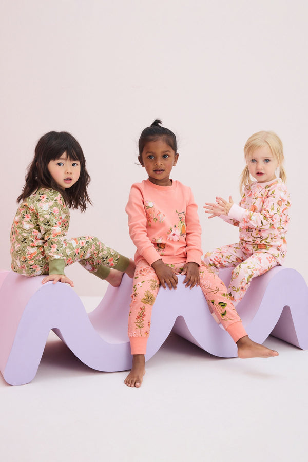 Orange/Green Pumpkin 100% Cotton Long Sleeve Snuggle Pyjamas 3 Pack (9mths-16yrs)