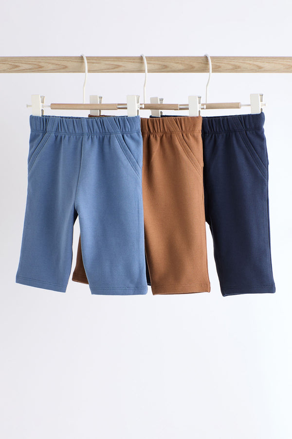 Navy/Brown Baby Joggers 3 Pack