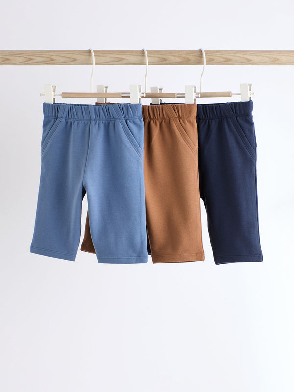 Navy/Brown Baby Joggers 3 Pack