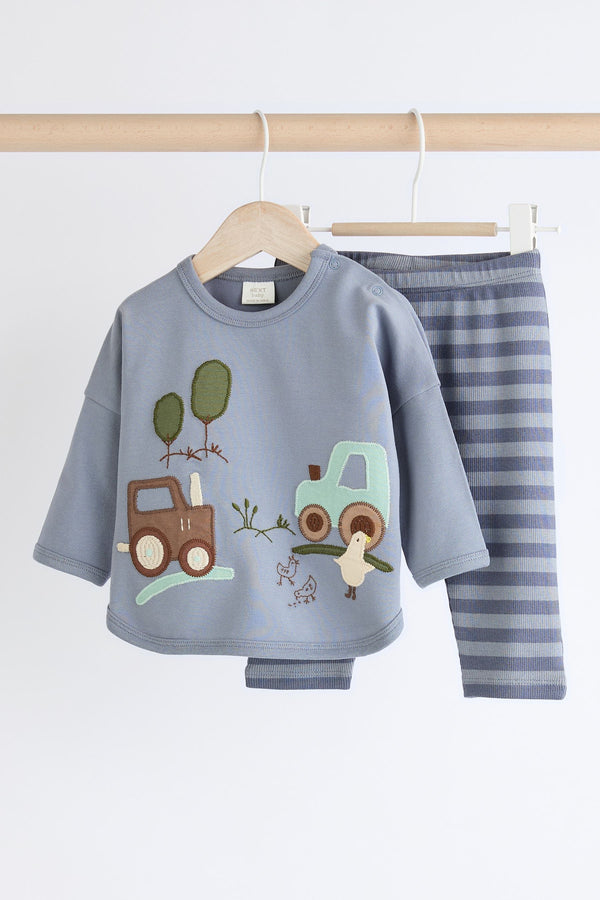 Blue Farm Baby 100% Cotton Top And Leggings Set