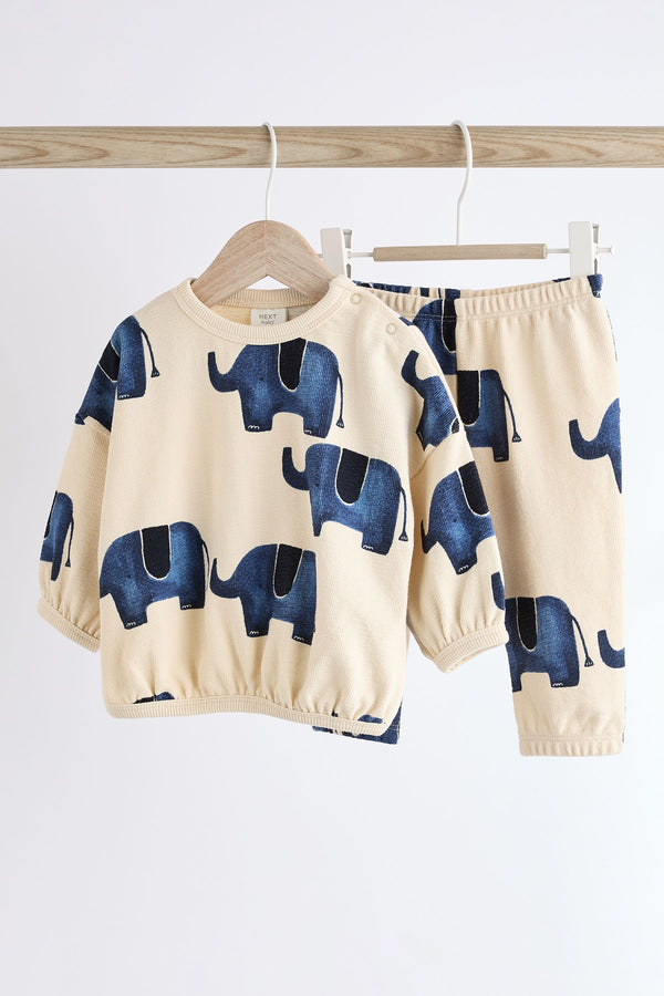 Blue Elephant Baby 100% Cotton Sweatshirt and Joggers Set