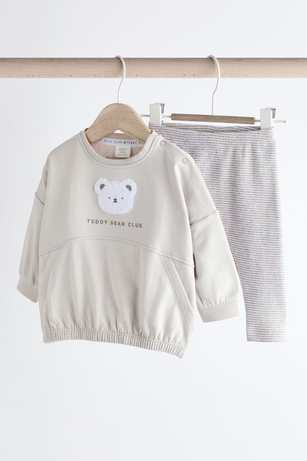 Grey Bear Baby Sweatshirt And Leggings 2 Piece Set