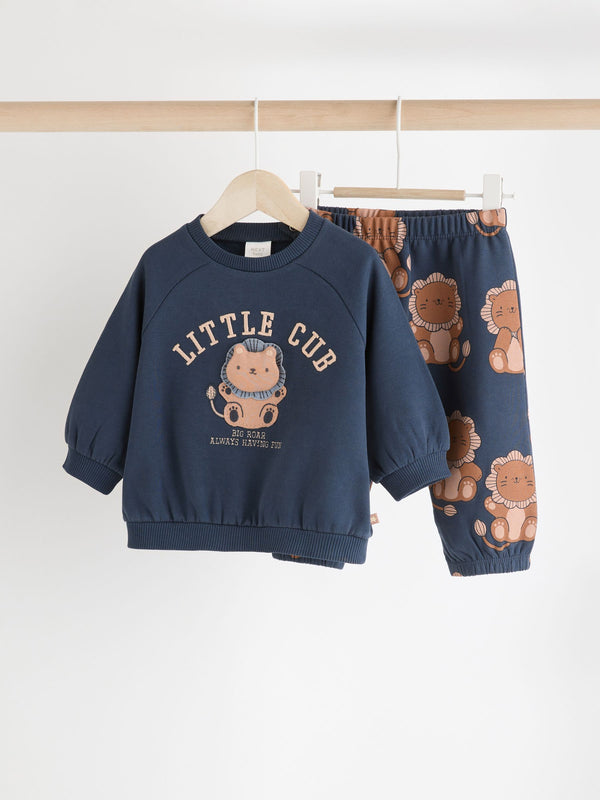 Navy Lion Baby Sweatshirt and Joggers Set