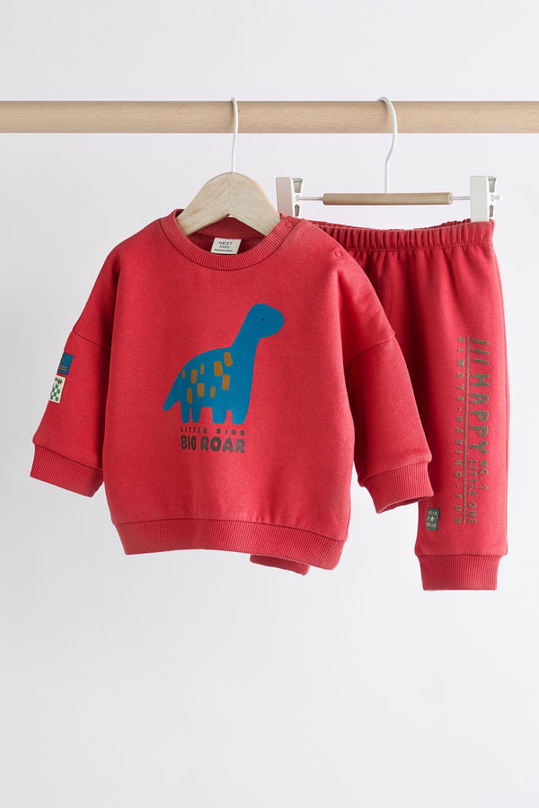 Red Dino Baby Sweatshirt and Joggers Set