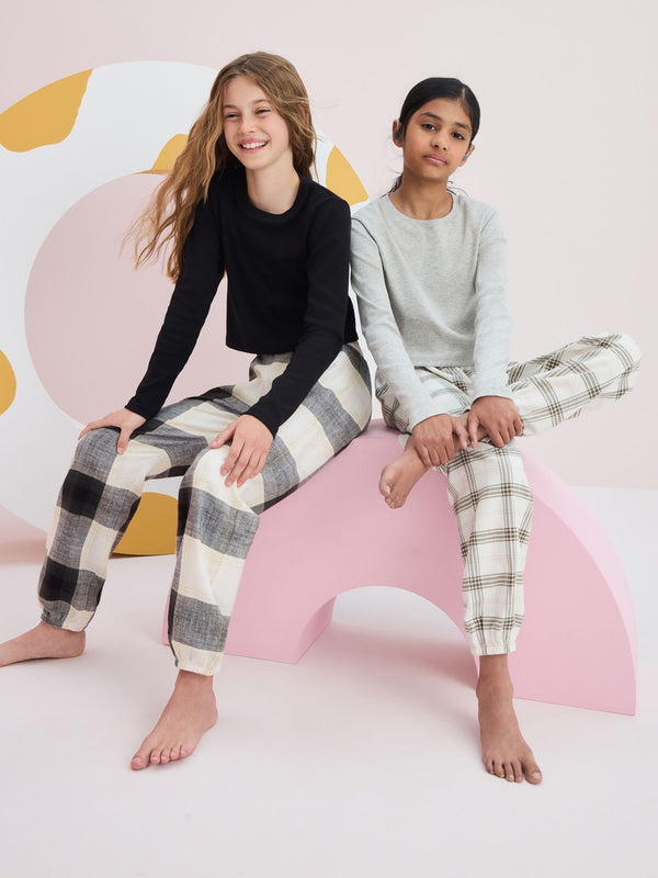 Black/Grey Woven Check Pyjamas 2 Pack (3-16yrs)