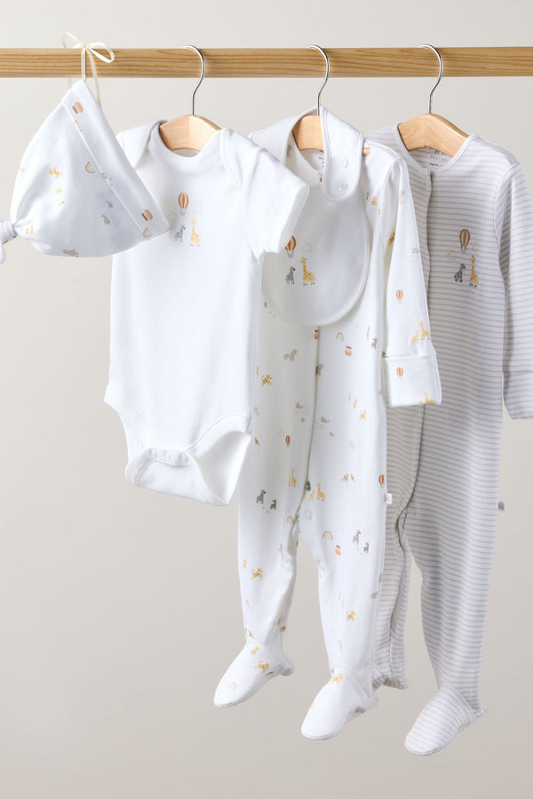 White Organic Cotton Baby 5 Piece Set (0-9mths)