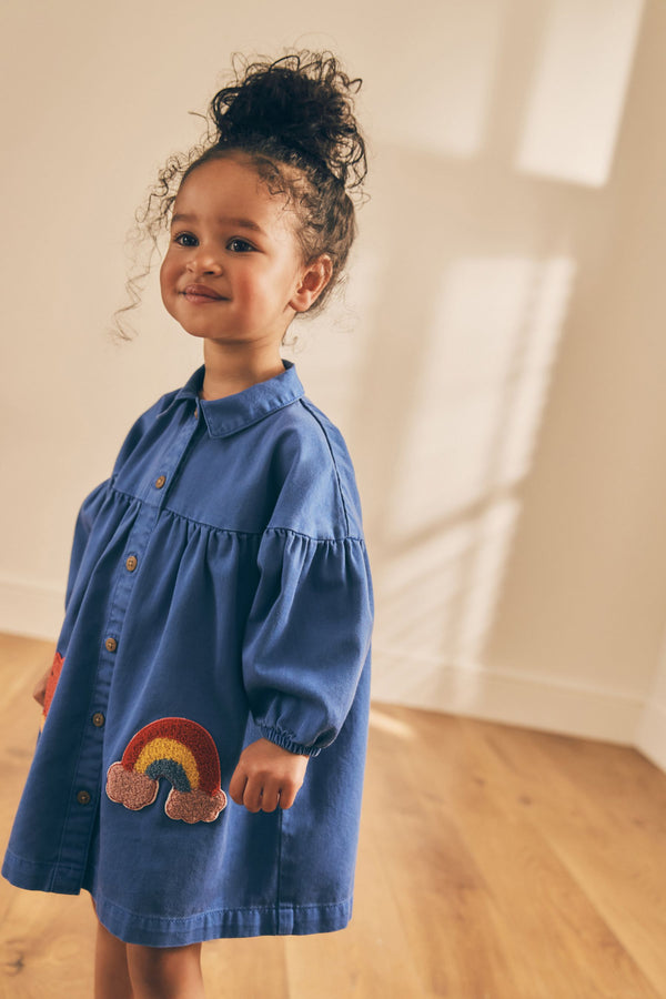 Cobalt Blue Character 100% Cotton Shirt Dress (3mths-8yrs)