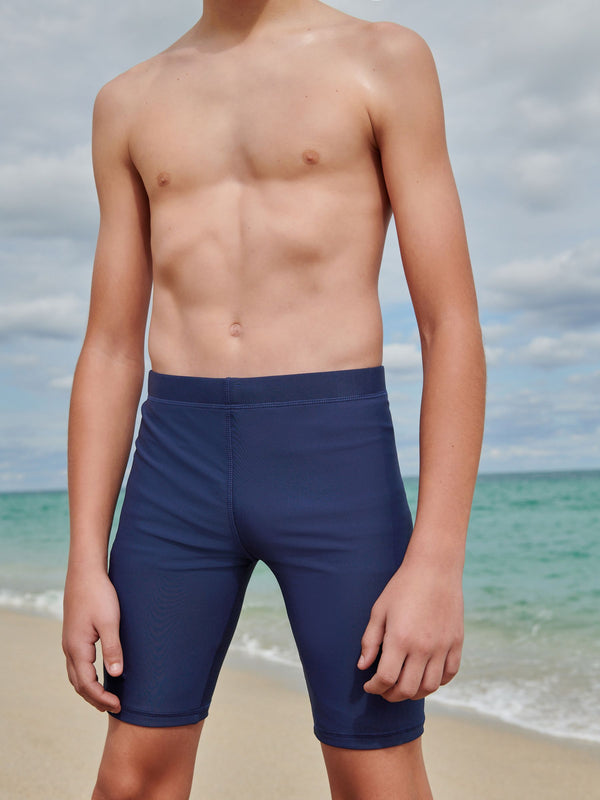 Navy Blue Longer Length Stretch Swim Shorts (3-16yrs)