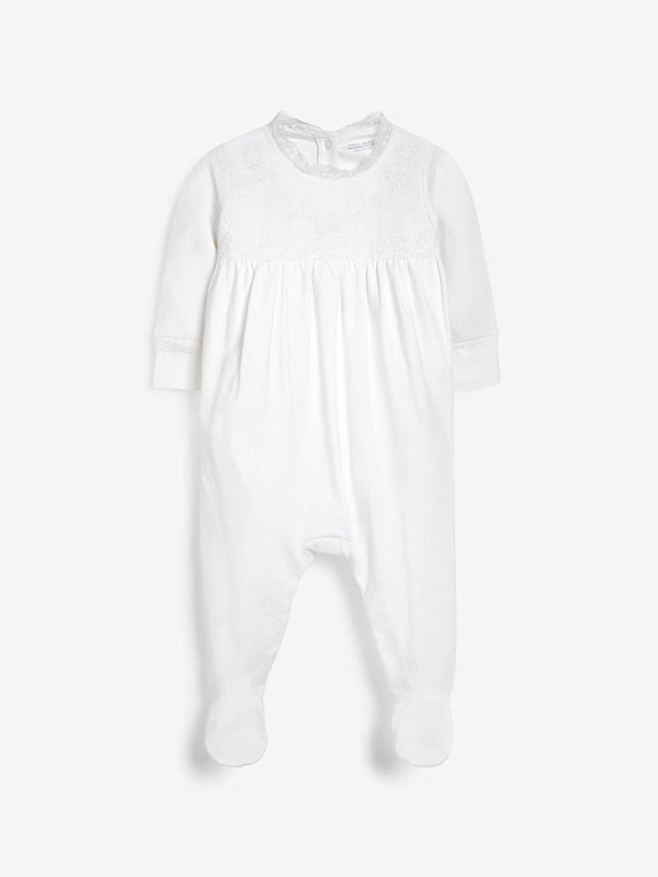 White 100% Cotton Single Smart Sleepsuit (0-2yrs)