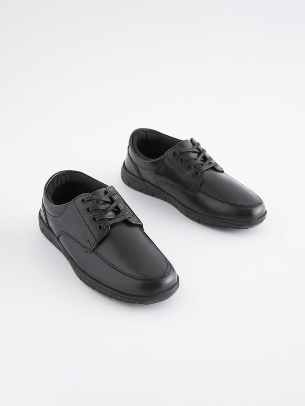 Black Standard Fit (F) School Leather Lace-Up Shoes