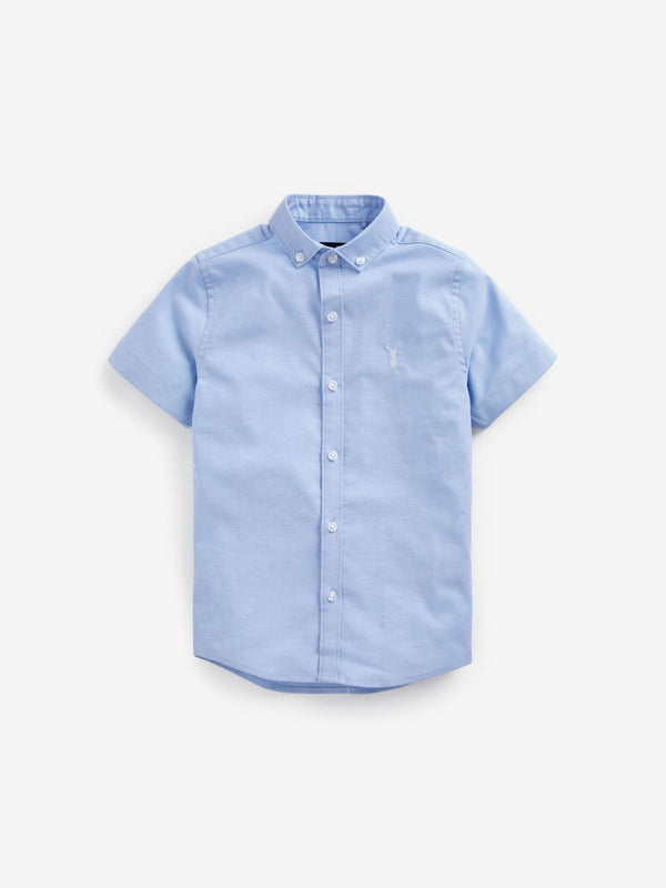 Blue Logo Short Sleeve Cotton Rich Oxford Shirt (3-16yrs)