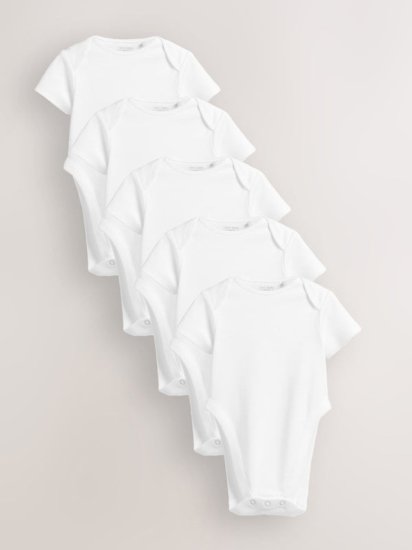 White Hip Dysplasia Short Sleeve Bodysuits 5 Pack