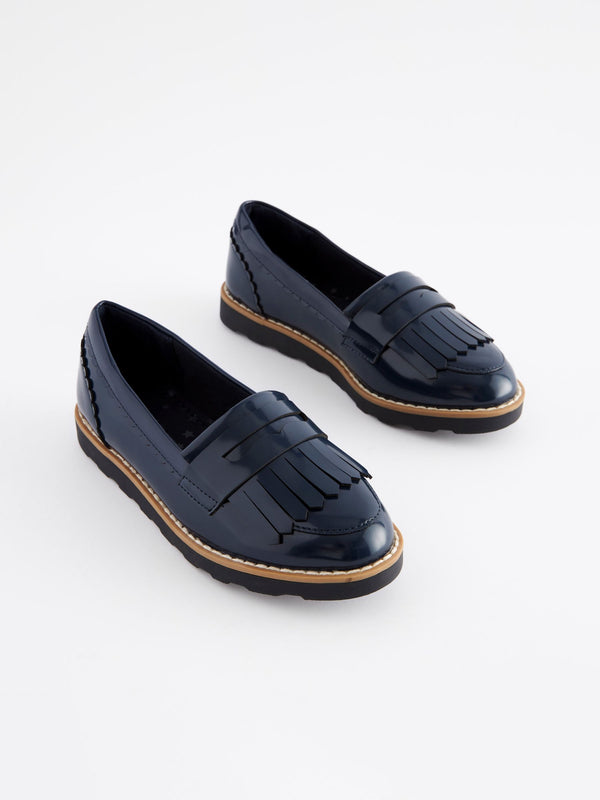 Navy Blue Standard Fit (F) School Tassel Loafers