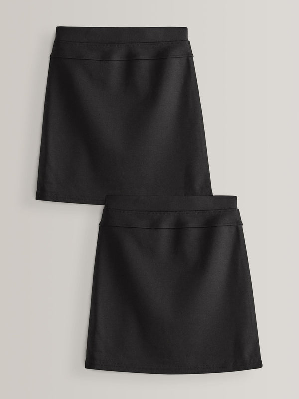 Black 2 Pack Pull-On Jersey Stretch School Pencil Skirts (3-17yrs)