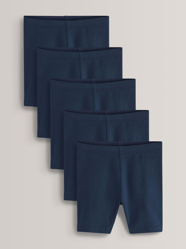 Navy Blue Regular Length 5 Pack Cotton Rich Stretch Cycle Shorts (3-16yrs)