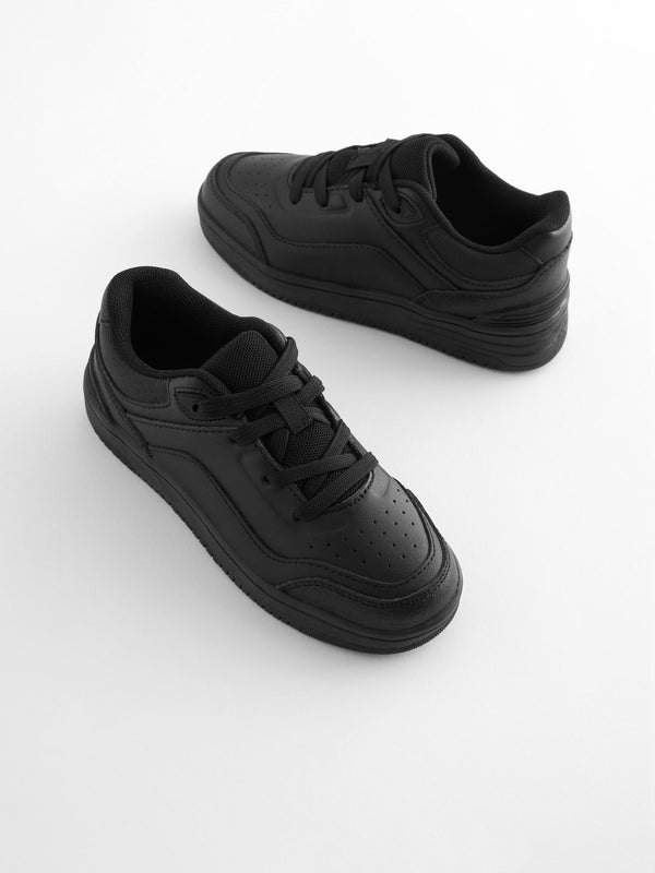 Black School Leather Lace-Up Shoes