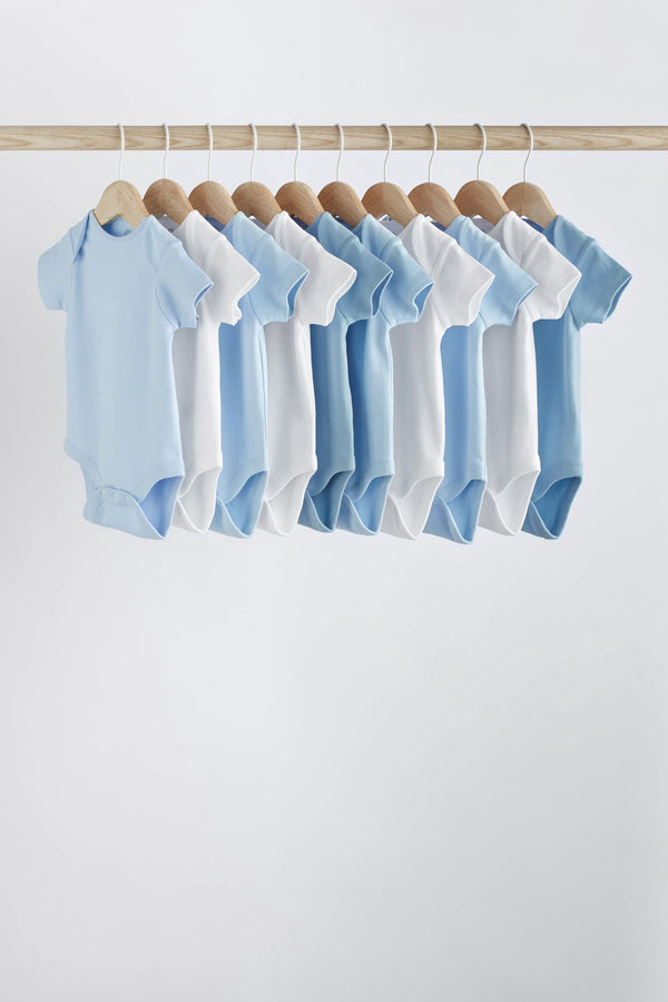 Blue Plain Baby Bodysuits