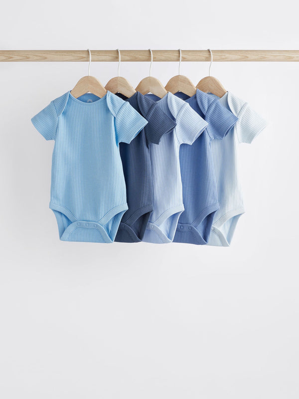 Blue Baby Short Sleeve Bodysuits 5 Pack