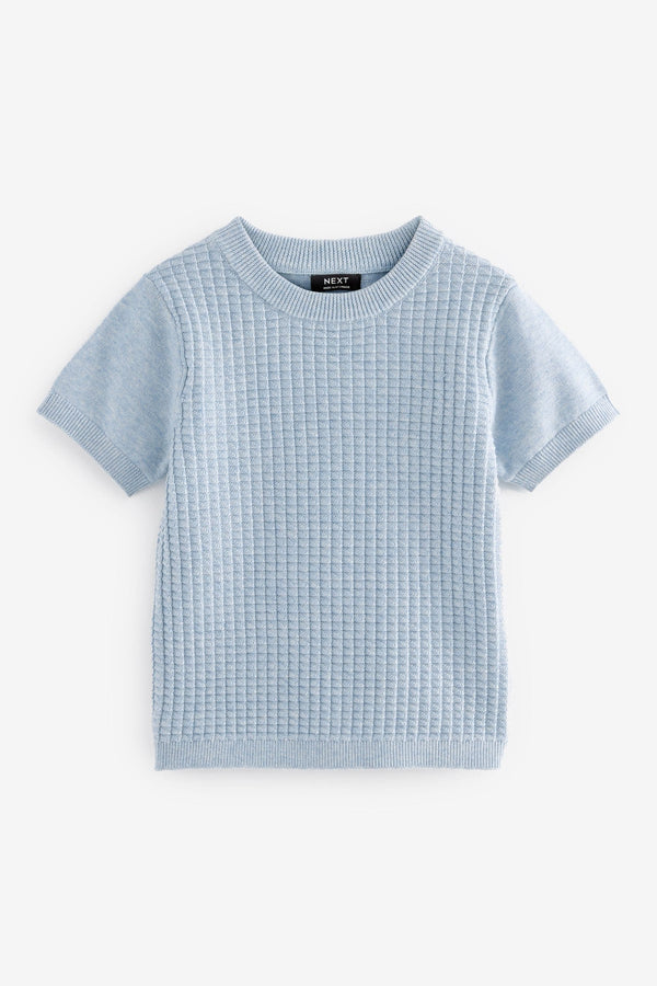 Blue Textured Knitted T-Shirt (3mths-7yrs)